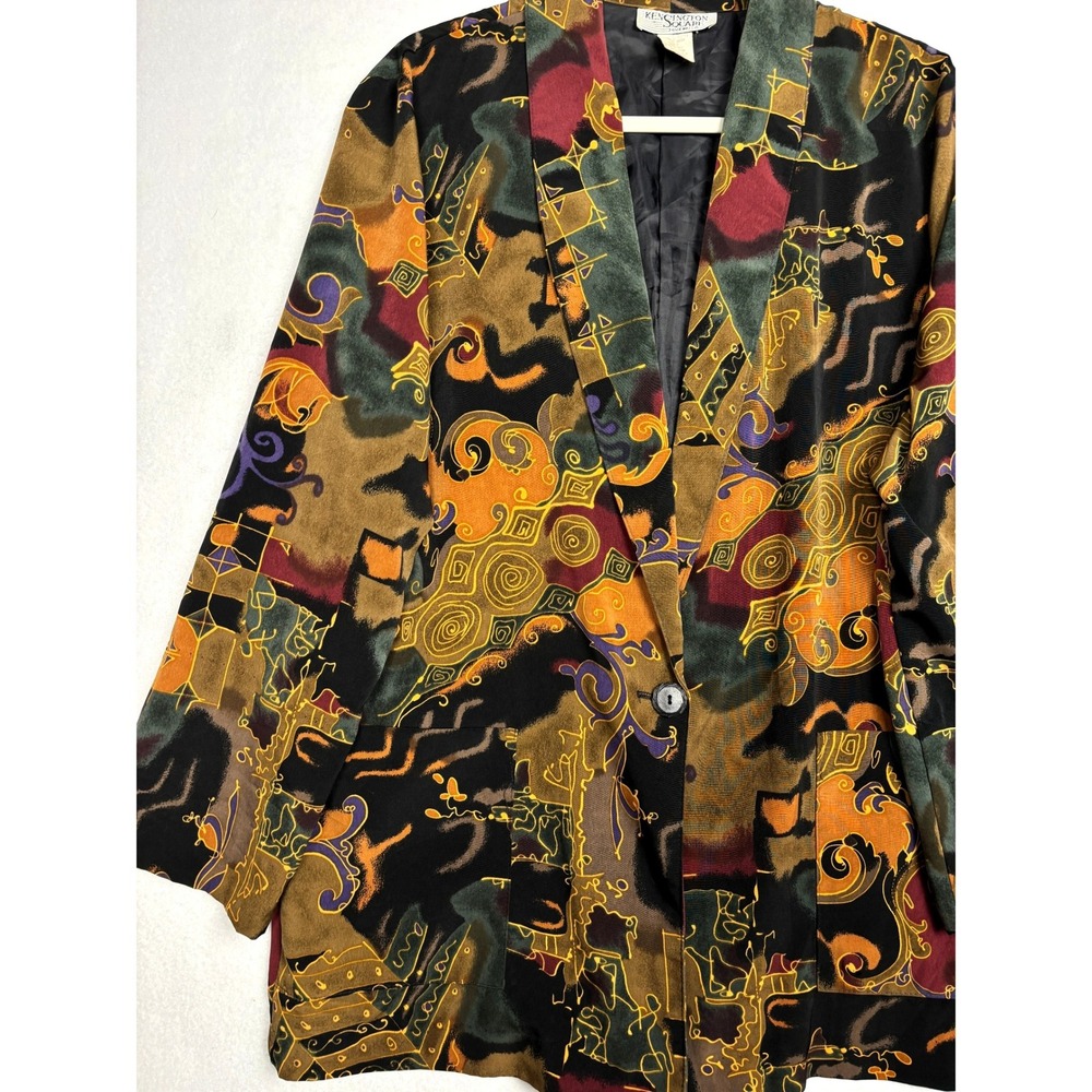 Kensington Square Blazer Womens L Vintage 90s Geometric Made in USA